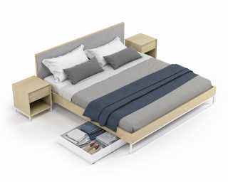 Soren Bed - Wood (King) w/ Soren Nightstand, Bo Storage Drawer Soren Bed - Wood (King) w/ Soren Nightstand, Bo Storage Drawer